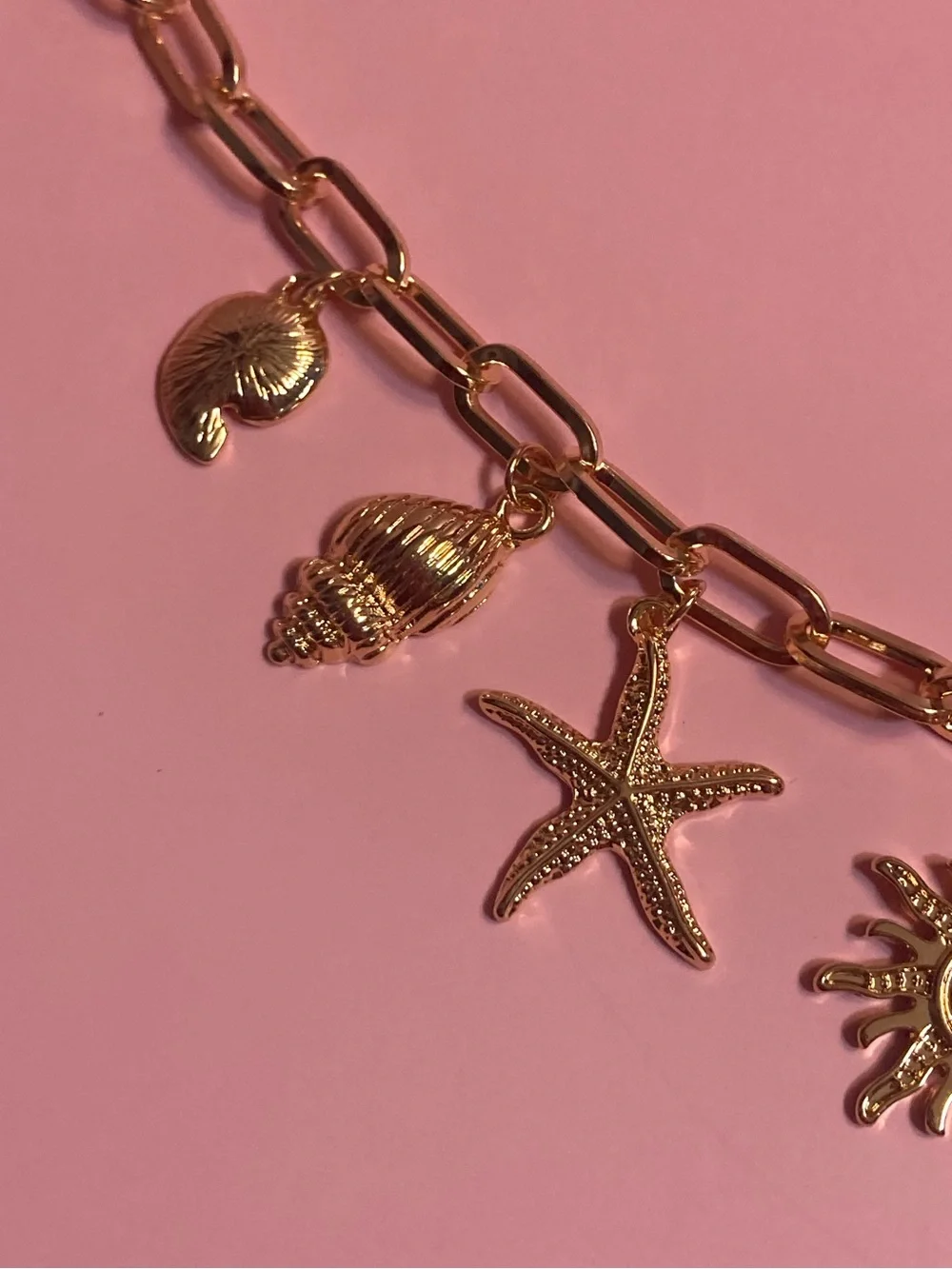 Gold  Beach Charm Necklace